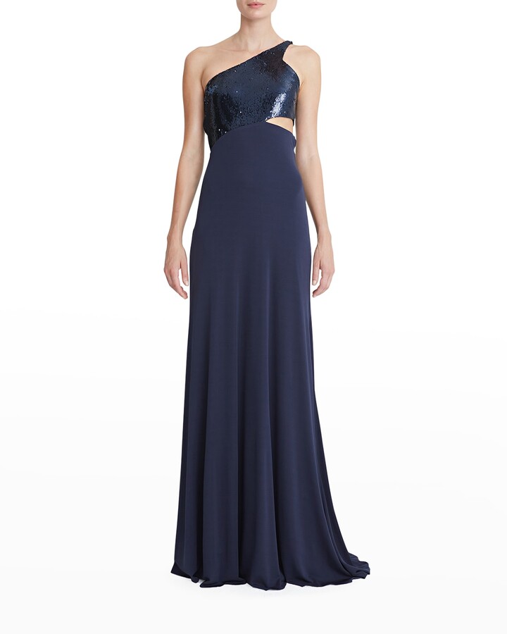 Halston Valentina Sequin Cutout One-Shoulder Gown - ShopStyle Formal ...