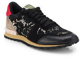 Thumbnail for your product : Valentino Leather & Lace Sneakers