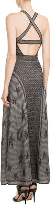 M Missoni Crochet Knit Maxi Dress with Metallic Thread