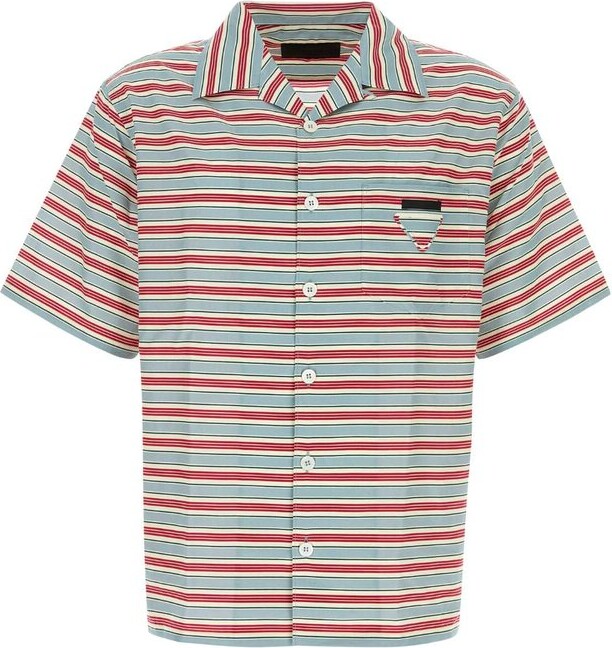 Prada Striped Short Sleeved Bowling Shirt