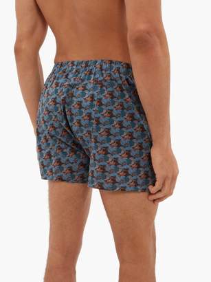 Sunspel Liberty Leafy Bloom-print Cotton Boxer Shorts - Mens - Blue Multi
