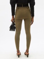Thumbnail for your product : Self-Portrait Belted High-rise Jersey Track Pants - Khaki