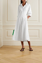 Thumbnail for your product : Jonathan Simkhai Jazz Cutout Pintucked Cotton-blend Poplin Midi Shirt Dress - White - x small