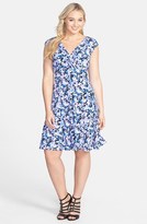 Thumbnail for your product : Jessica Howard Print Cap Sleeve Fit & Flare Dress (Plus Size)