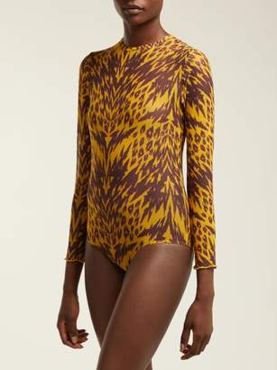 Aries Tiger-print Mesh Bodysuit - Womens - Black Multi