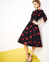 Thumbnail for your product : Carolina Herrera Bee & Floral Jacquard Full-Skirt Button-Up Dress