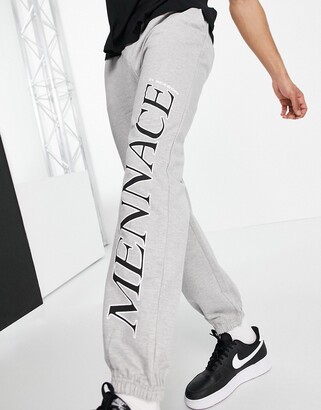 Mennace sweatpants in gray with logo placement print - ShopStyle