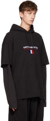 Vetements Black Logo Double Sleeve Hoodie