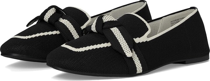 Anne Klein Tarese Women's Flat Shoes Black Cream : 6.5 M Cotton/Polyester/Textile