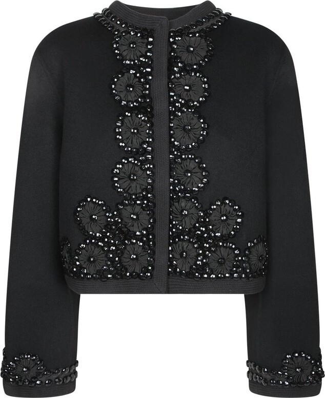 P.A.R.O.S.H. Floral Embellished Crewneck Jacket