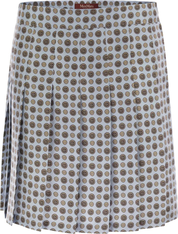 Max Mara pleated patterned Madison silk skirt