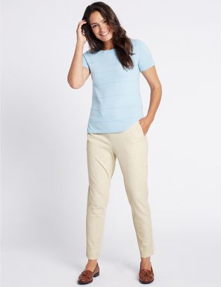 Marks and Spencer Textured Tapered Leg Trousers