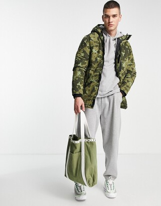 Jack and Jones Core camo parka jacket with hood in green - ShopStyle