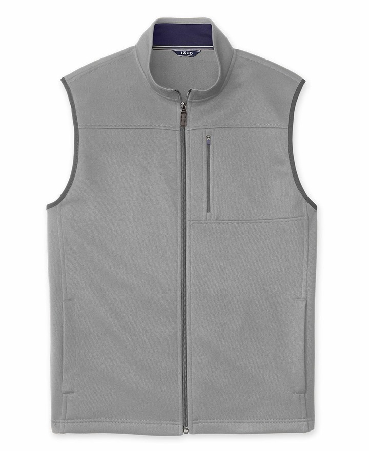 Izod Mens Advantage Performance Solid Sweater Fleece Vest