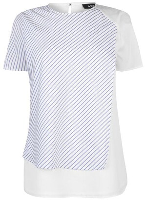 DKNY Womens Fabric Striped Top