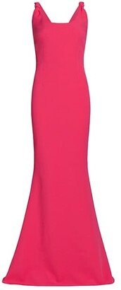 Safiyaa Linda Sleeveless Twist Detail Stretch Crepe Gown