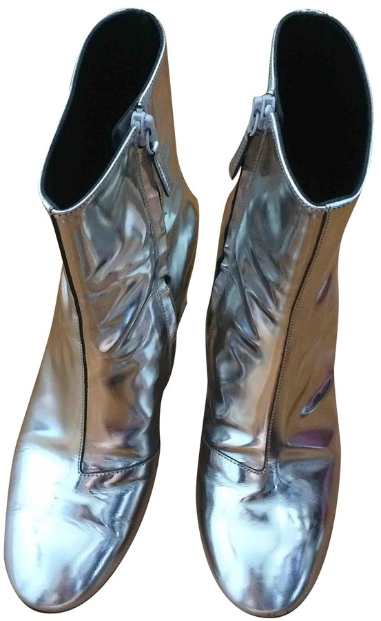 silver patent leather boots