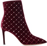 Thumbnail for your product : Valentino Garavani Rockstud Spike velvet ankle boots