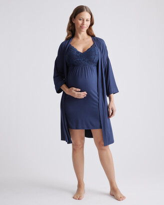 Quince Bamboo Jersey Maternity & Nursing Nightgown and Robe Set