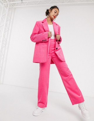 Collusion oversized cord blazer in pink