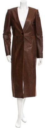 Protagonist Collarless Leather Coat w/ Tags
