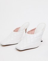 Thumbnail for your product : ASOS DESIGN Popeye quilted high heeled mules in white