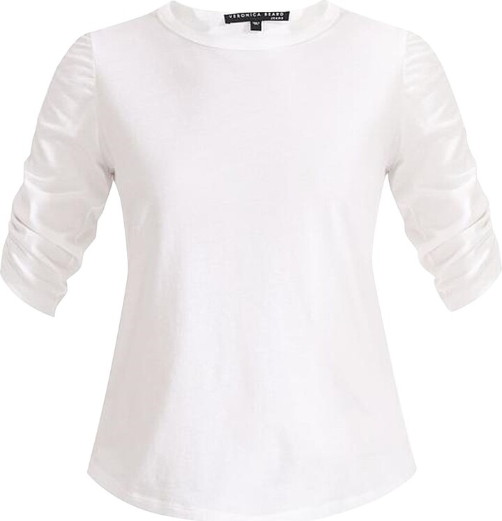 Veronica Beard Women's Waldorf Ruched-Sleeve T-Shirt - Black - Size Large