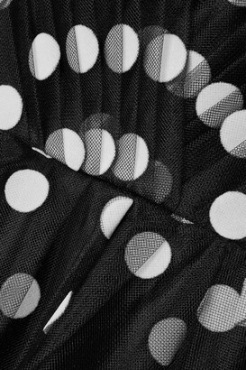 Monique Lhuillier Polka-dot Flocked Tulle Midi Dress - Black