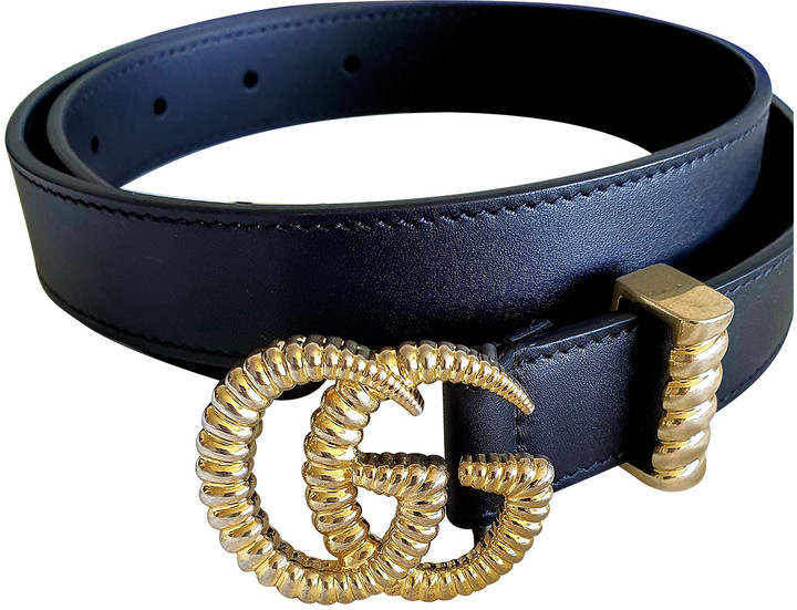Gucci GG Buckle Black Leather Belts