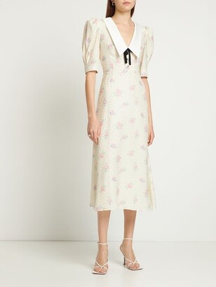 Alessandra Rich Printed silk jacquard midi dress