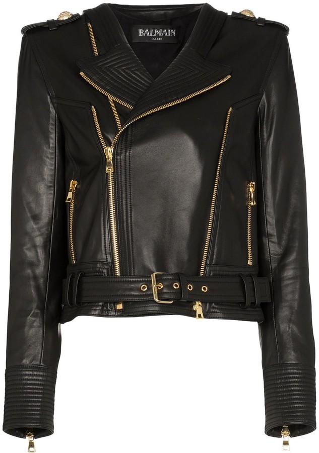 leather jacket gold hardware
