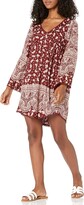 Thumbnail for your product : Angie Women's Deep V Neck Printed Bell Sleeve Dress