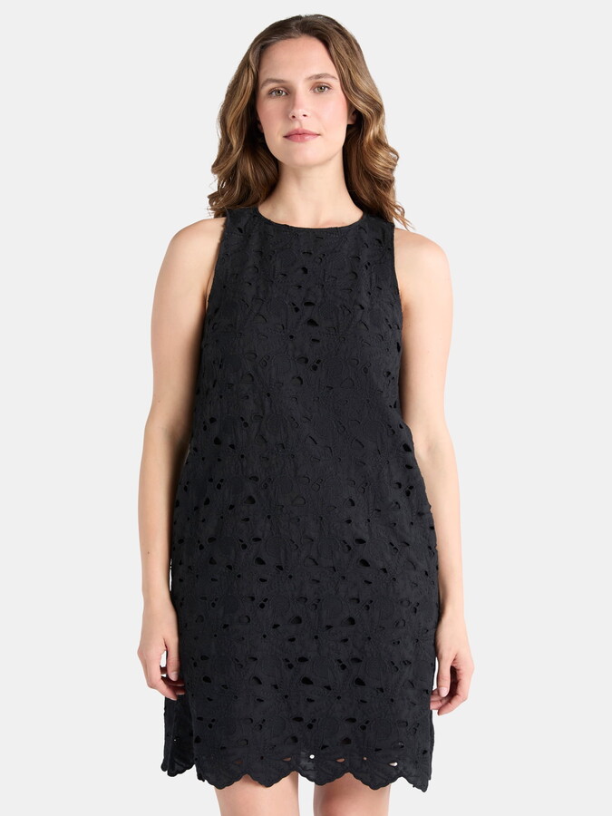 Time and Tru Women’s Eyelet Embroidered Mini Dress, Sizes XS-XXXL