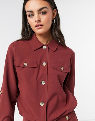 Vero Moda safari overshirt jacket in brown