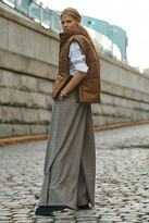 Thumbnail for your product : Corey Lynn Calter Pleated Wide-Leg Plaid Trousers Beige
