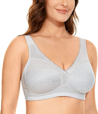 Women Full Coverage Non Padded Lace Sheer Underwire Minimizer Bra