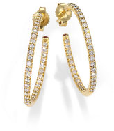 Thumbnail for your product : Roberto Coin Diamond & 18K Yellow Gold Hoop Earrings/1"