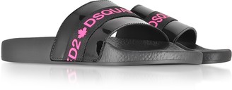 DSQUARED2 Black And Neon Pink Tape Women's Flip Flop Pool Sandals