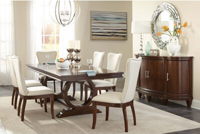 Charlton Home Traditional 7Pc Dining Set Table With Extension Leaf And 6 Upholstered Chairs