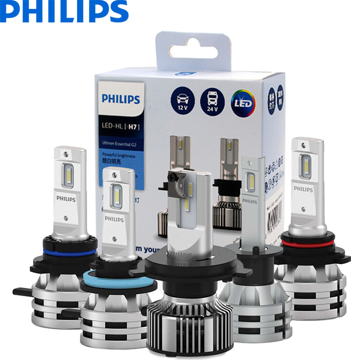 2PCS Philips Ultinon Essential G2 LED H1 H4 H7 H8 H11 H16 HB3 HB4 HIR2 6500K Bright White Auto Headlight LED Bulbs 12V 24V Lamps