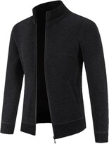 Thumbnail for your product : Adhdyuud Men Long Sleeve Cardigans Sweater Winter Casual Half High Collar Zipper Knitted Solid Sweaters Dark gray9 Asian 3XL 80-90KG