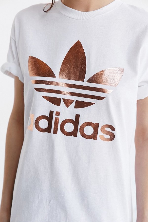 adidas Rose Gold Double Logo Tee - ShopStyle Sport Tops