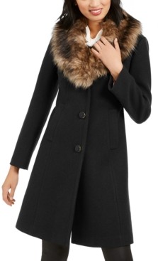 Kate Spade Faux-Fur-Trim Coat, Created for Macy's