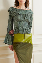 Thumbnail for your product : Ahluwalia Off-the-shoulder Printed Organic Cotton Shirt - Green