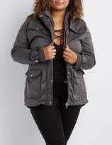 Thumbnail for your product : Charlotte Russe Plus Size Anorak Faux Leather Accented Jacket
