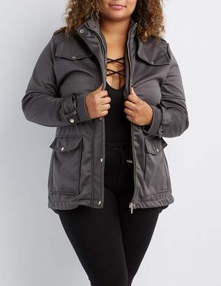 Charlotte Russe Plus Size Anorak Faux Leather Accented Jacket