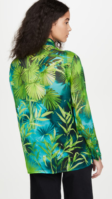 Versace Palm Print Long Sleeve Blouse