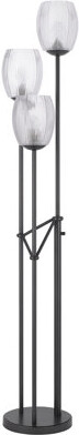 Latitude Run 60W X 3 Oconto Metal Floor Lamp With Patterned Glass Shades.