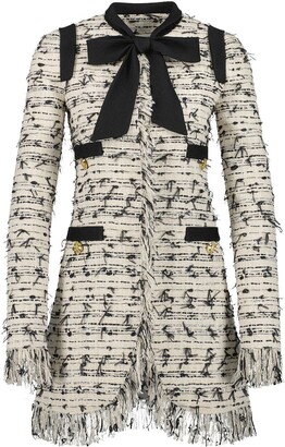 Giambattista Valli Bow-Detail Tweed Single-Breasted Coat