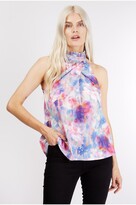 Thumbnail for your product : Little Mistress Irina Blurred Floral-Print Satin Top